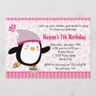 Penguin Invitation - Mädchen Geburtstag (Schneeflo Einladung