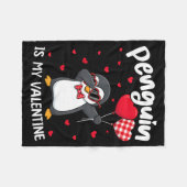 Penguin Is My Valentine Funny Bird V Day Cute Anim Fleecedecke (Vorderseite (Horizontal))