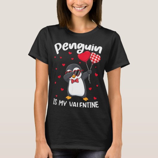 Penguin Is My Valentine Funny Bird V Day Cute Anim T-Shirt (Vorderseite)