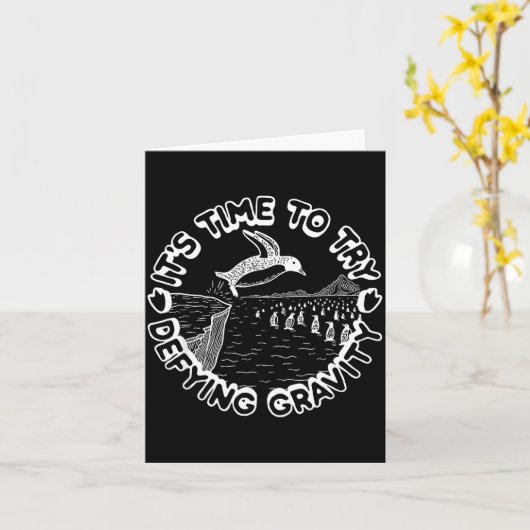 Penguin It's Time To Try Defying Gravity  Karte (Gelbe Blume)