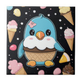 Penguin Kawaii Ice Cream Fliese (Vorderseite)