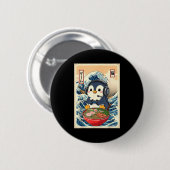 Penguin Kawaii Japanese Ramen Noodle Retro Gaming Button (Vorne & Hinten)