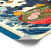 Penguin Kawaii Japanese Ramen Noodle Retro Gaming  Poster (Ecke)