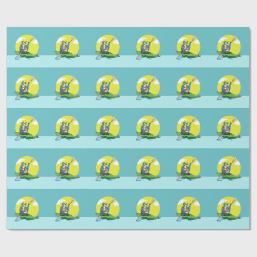 Penguin Kayaking Geschenkpapier (Flach)