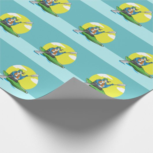 Penguin Kayaking Geschenkpapier (Ecke)
