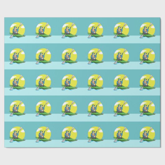 Penguin Kayaking Geschenkpapier (Saum)