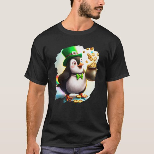 Penguin Leprechaun Penguins St Patricks Day T-Shirt (Vorderseite)