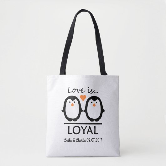 Penguin-Liebe-Name- u. -datumstaschen Tasche (Vorderseite)