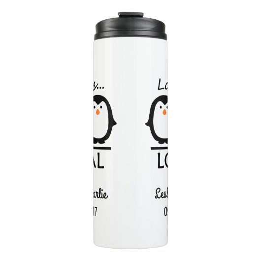 Penguin-Liebe-Name- u. -datumstrommel Thermosbecher (Vorderseite)