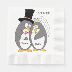 Penguin Liebe Personalisiert Hochzeit Napkins Serviette