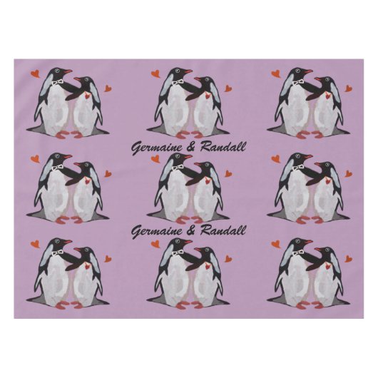 Penguin-Liebe-Tabellen-Stoff Tischdecke (Vorderseite (Horizontal))