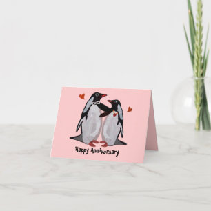 Penguin Love Anniversary Cards Karte
