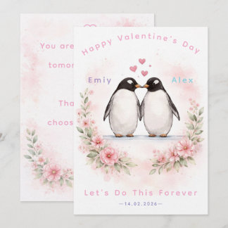 Penguin Love Card – Cute Love & Valentine’s Day  Feiertagskarte