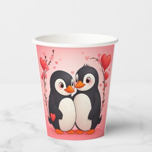 Penguin Love Paper Cups Pappbecher (Vorderseite)
