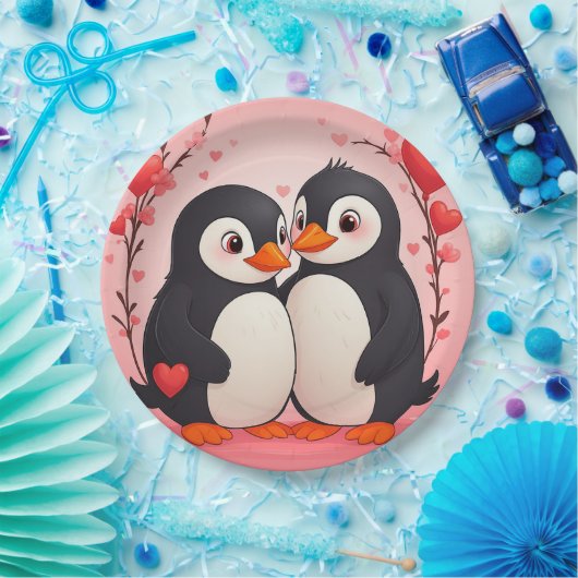 Penguin Love Paper Plates Pappteller (Party)