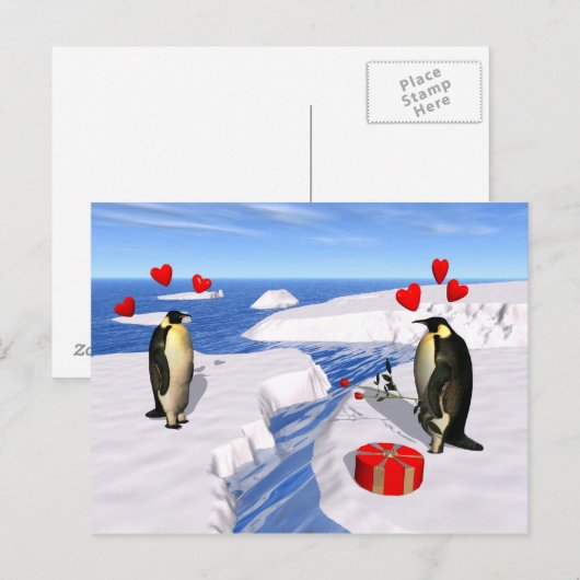 Penguin Lovers Postkarte (Vorne/Hinten)