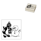 Penguin Making Snowman Weihnachts Rubber Art Brief Gummistempel (Stempel)