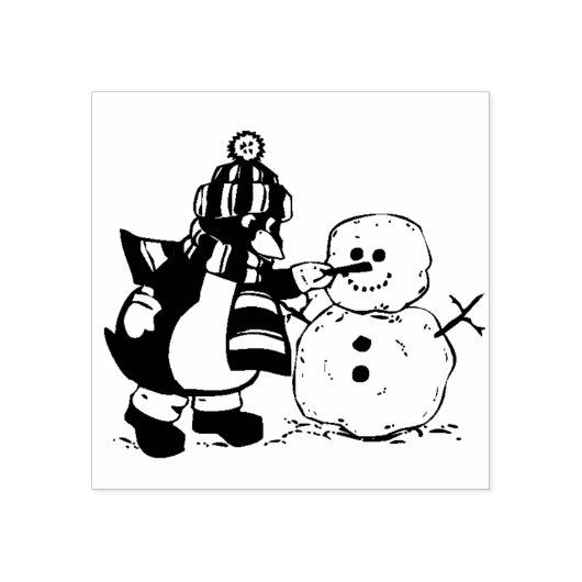 Penguin Making Snowman Weihnachts Rubber Art Brief Gummistempel (Prägung)