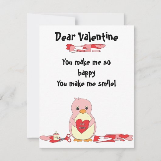 Penguin Making Valentines Feiertagskarte (Vorderseite)