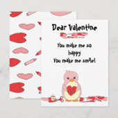 Penguin Making Valentines Feiertagskarte (Vorne/Hinten)