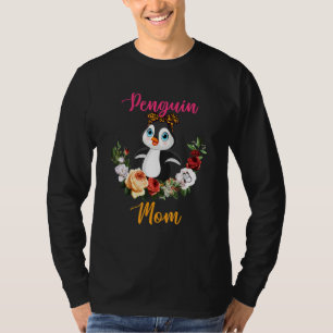 Penguin-Mama-Blumen-Pinguin-Fliege Liebhaber Mutte T-Shirt