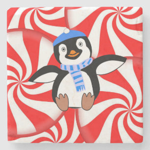Penguin Marble Stone Untersetzer Weihnachten