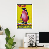 Penguin Matchbox Art Print, Indian Vintage Folk Poster (Heimbüro)