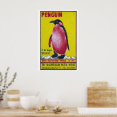 Penguin Matchbox Art Print, Indian Vintage Folk Poster (Küche)