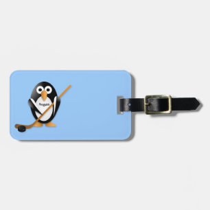 Penguin mit Hockeystick Gepäckanhänger