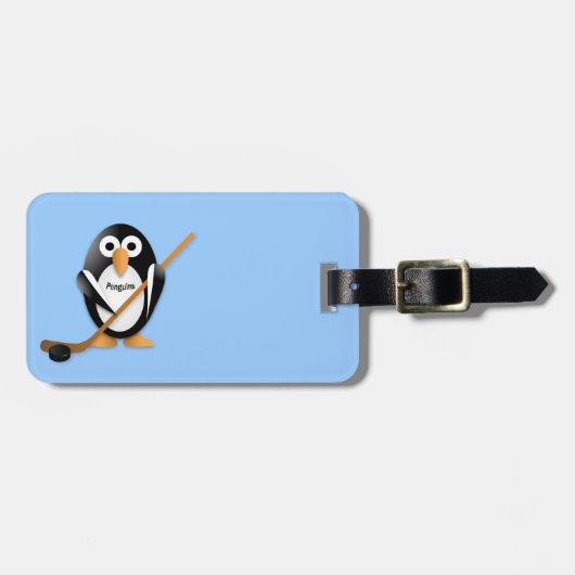 Penguin mit Hockeystick Gepäckanhänger (Vorderseite horizontal)