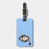 Penguin mit Hockeystick Gepäckanhänger (Vorderseite vertikal)