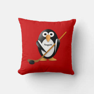 Penguin mit Hockeystick Kissen