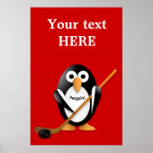 Penguin mit Hockeystick Poster (Vorne)