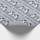 Penguin-Mond-Frohe Festtage Geschenkpapier (Ecke)