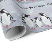 Penguin-Mond-Frohe Festtage Geschenkpapier (Rolleneckpunkt)