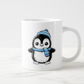 Penguin Mug Cute Winter  | Penguin with Hat and Sc Jumbo-Tasse (Rechts)