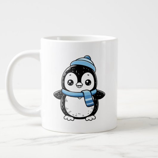 Penguin Mug Cute Winter  | Penguin with Hat and Sc Jumbo-Tasse (Links)