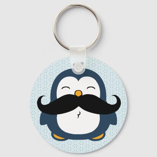 Penguin Mustache Trend Schlüsselanhänger (Vorderseite)