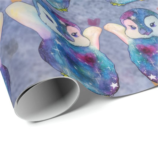 Penguin named Button Geschenkpapier (Rolleneckpunkt)