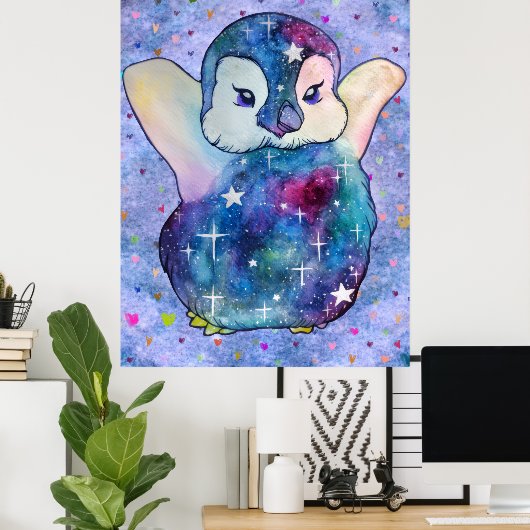 Penguin named Button Poster (Heimbüro)