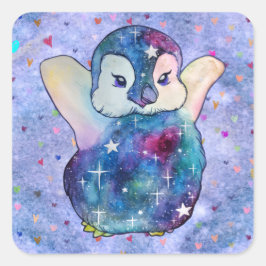 Penguin named Button Quadratischer Aufkleber
