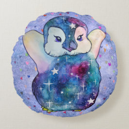 Penguin named Button Rundes Kissen