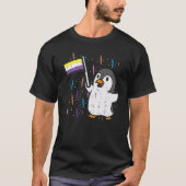Penguin Nichtbinäre Flag Niedlich Enby Nb Pride Lg T-Shirt (Vorderseite)