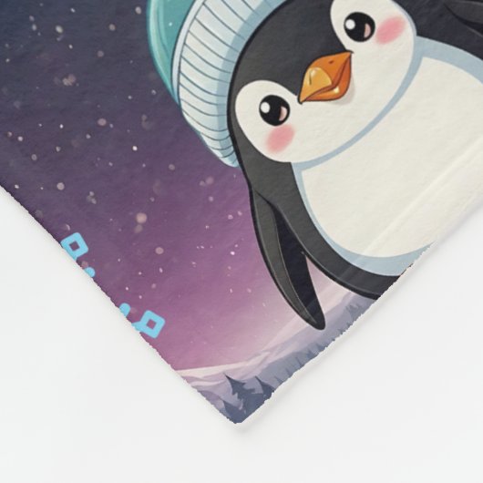 Penguin Niedlich Kawaii Blue Cap Pattern Fleecedecke (Ecke)