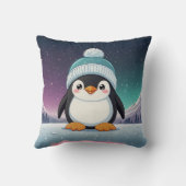 Penguin Niedlich Kawaii Blue Cap Print Kissen (Rückseite)