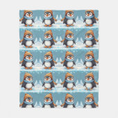 Penguin Niedlich Kawaii Brown Cap Pattern Fleecedecke (Vorderseite)