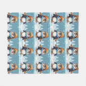 Penguin Niedlich Kawaii Brown Cap Pattern Fleecedecke (Vorderseite (Horizontal))