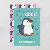 Penguin Niedlich Kids Classroom Valentine Card Dankeskarte (Vorne/Hinten)