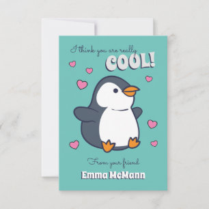 Penguin Niedlich Kids Classroom Valentine Card Dankeskarte