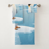 Penguin on ice floe in icy landscape badhandtuch set (Insitu)